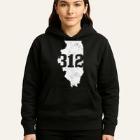 Chicago 312 Area Code Illinois Map State Pride Vintage Hoodie