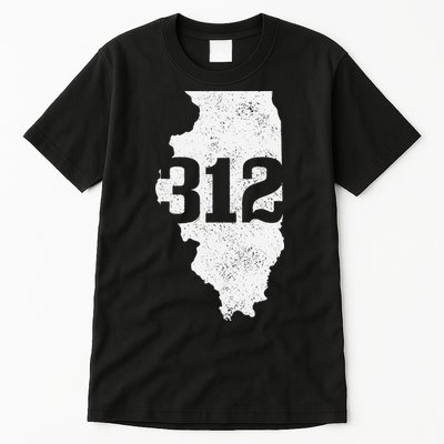 Chicago 312 Area Code Illinois Map State Pride Vintage Tall T-Shirt
