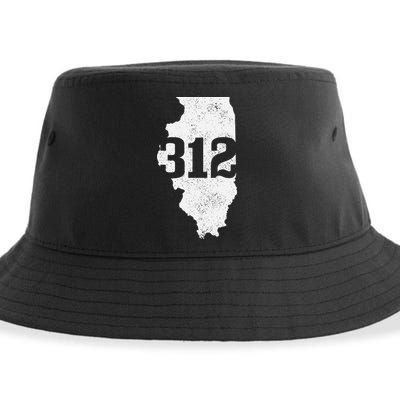 Chicago 312 Area Code Illinois Map State Pride Vintage Sustainable Bucket Hat