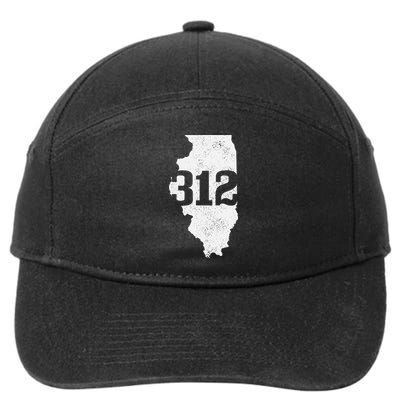 Chicago 312 Area Code Illinois Map State Pride Vintage 7-Panel Snapback Hat