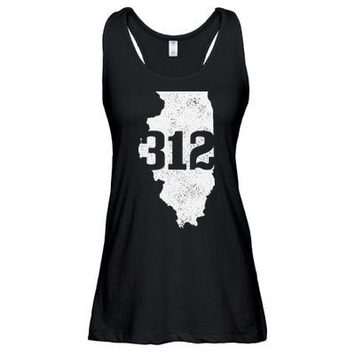 Chicago 312 Area Code Illinois Map State Pride Vintage Ladies Essential Flowy Tank