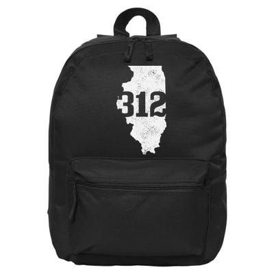 Chicago 312 Area Code Illinois Map State Pride Vintage 16 in Basic Backpack