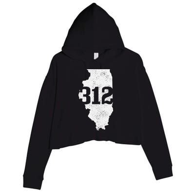 Chicago 312 Area Code Illinois Map State Pride Vintage Crop Fleece Hoodie