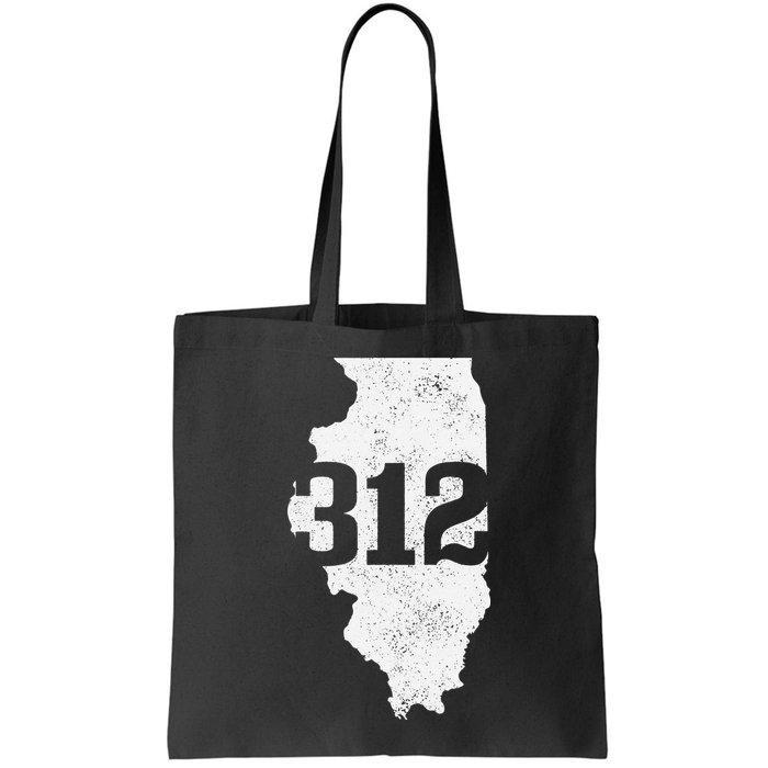 Chicago 312 Area Code Illinois Map State Pride Vintage Bag