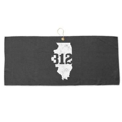 Chicago 312 Area Code Illinois Map State Pride Vintage Large Microfiber Waffle Golf Towel