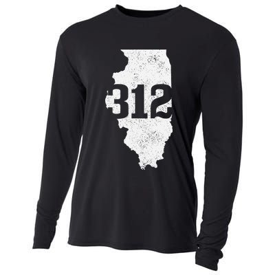 Chicago 312 Area Code Illinois Map State Pride Vintage Cooling Performance Long Sleeve Crew