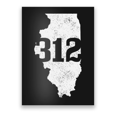 Chicago 312 Area Code Illinois Map State Pride Vintage Poster