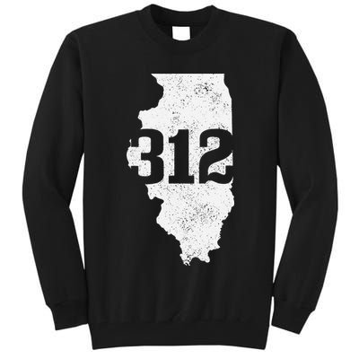 Chicago 312 Area Code Illinois Map State Pride Vintage Tall Sweatshirt