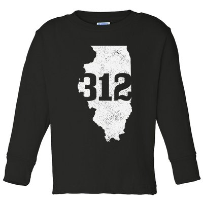 Chicago 312 Area Code Illinois Map State Pride Vintage Toddler Long Sleeve Shirt