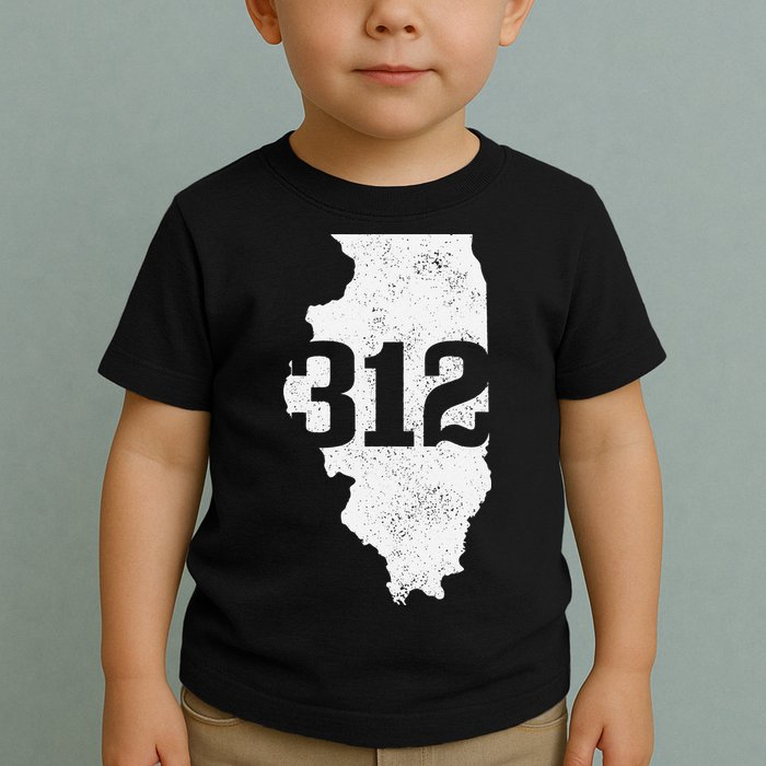 Chicago 312 Area Code Illinois Map State Pride Vintage Toddler T-Shirt