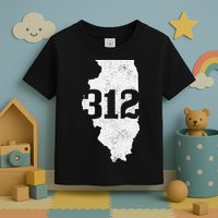 Chicago 312 Area Code Illinois Map State Pride Vintage Toddler T-Shirt