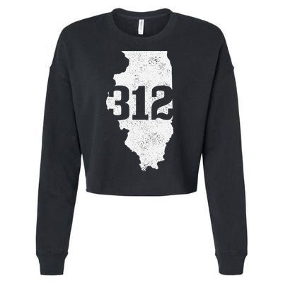 Chicago 312 Area Code Illinois Map State Pride Vintage Cropped Pullover Crew