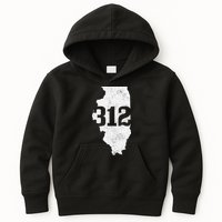 Chicago 312 Area Code Illinois Map State Pride Vintage Kids Hoodie