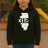 Chicago 312 Area Code Illinois Map State Pride Vintage Kids Hoodie