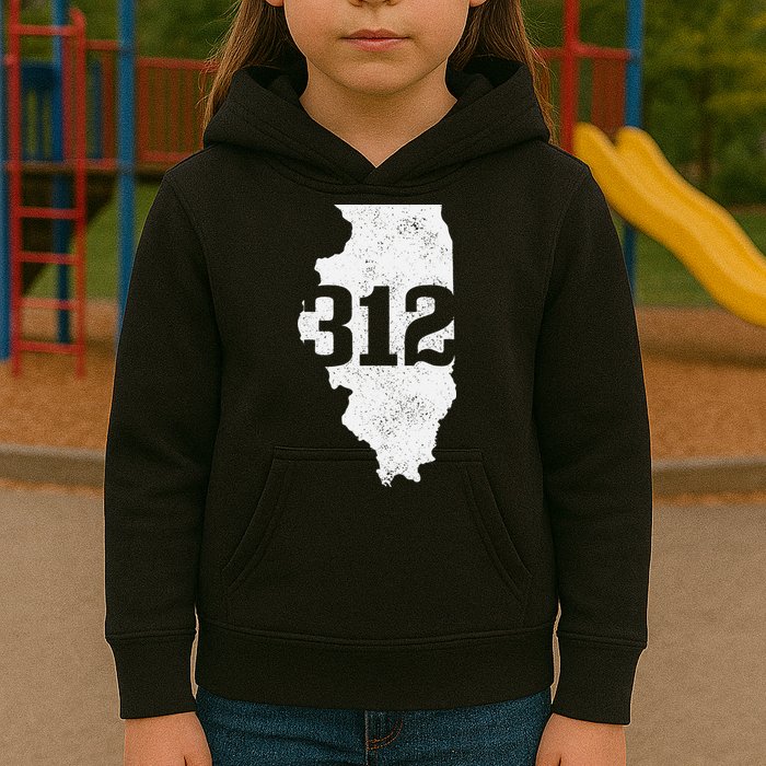 Chicago 312 Area Code Illinois Map State Pride Vintage Kids Hoodie