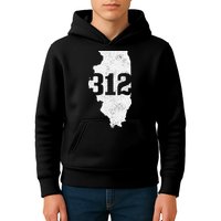 Chicago 312 Area Code Illinois Map State Pride Vintage Kids Hoodie