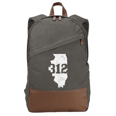 Chicago 312 Area Code Illinois Map State Pride Vintage Cotton Canvas Backpack