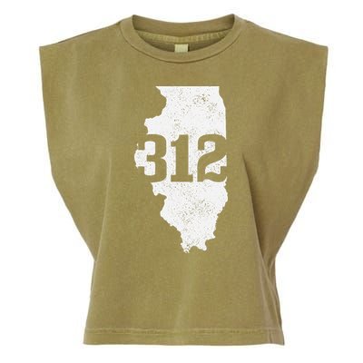Chicago 312 Area Code Illinois Map State Pride Vintage Garment-Dyed Women's Muscle Tee