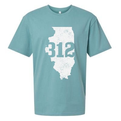 Chicago 312 Area Code Illinois Map State Pride Vintage Sueded Cloud Jersey T-Shirt