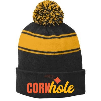 Cornhole 30 Stripe Pom Pom Beanie