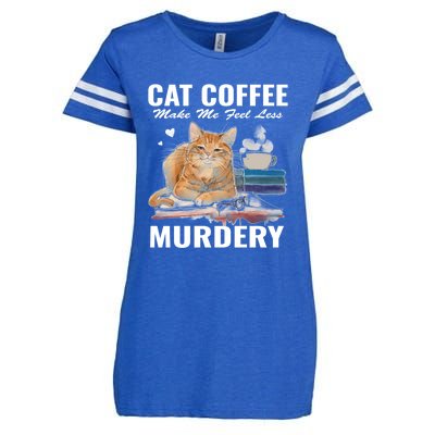 Cats 365 Cats And Coffee Make Me Feel Less Murdery Gift Enza Ladies Jersey Football T-Shirt