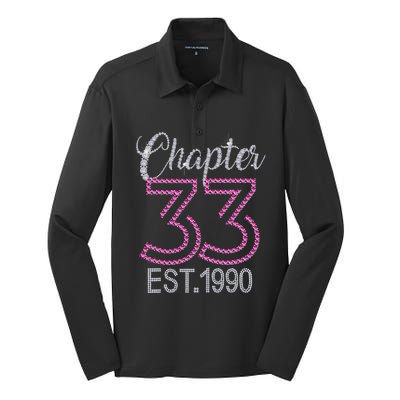 Chapter 33 EST 1990 33rd Birthday Gift For Womens Silk Touch Performance Long Sleeve Polo