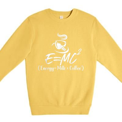 Coffee 365 E=MC Energy = Milk X Coffee Science Funny Premium Crewneck Sweatshirt