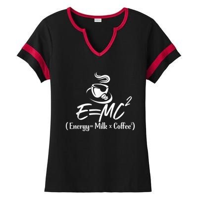 Coffee 365 E=MC Energy = Milk X Coffee Science Funny Ladies Halftime Notch Neck Tee