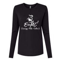 Coffee 365 E=MC Energy = Milk X Coffee Science Funny Womens Cotton Relaxed Long Sleeve T-Shirt