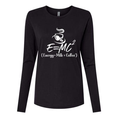 Coffee 365 E=MC Energy = Milk X Coffee Science Funny Womens Cotton Relaxed Long Sleeve T-Shirt