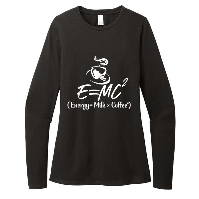 Coffee 365 E=MC Energy = Milk X Coffee Science Funny Womens CVC Long Sleeve Shirt