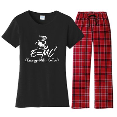 Coffee 365 E=MC Energy = Milk X Coffee Science Funny Women's Flannel Pajama Set