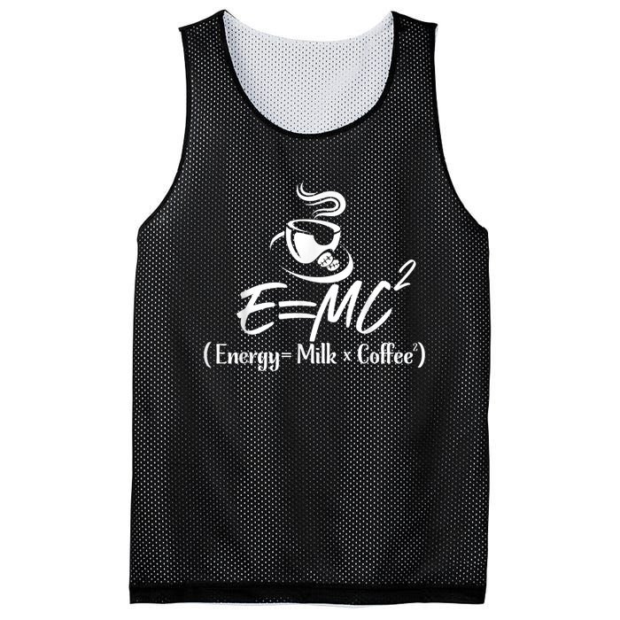 Coffee 365 E=MC Energy = Milk X Coffee Science Funny Mesh Reversible Basketball Jersey Tank