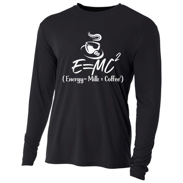 Coffee 365 E=MC Energy = Milk X Coffee Science Funny Cooling Performance Long Sleeve Crew