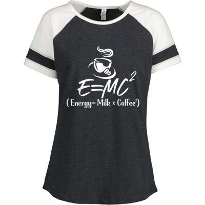 Coffee 365 E=MC Energy = Milk X Coffee Science Funny Enza Ladies Jersey Colorblock Tee