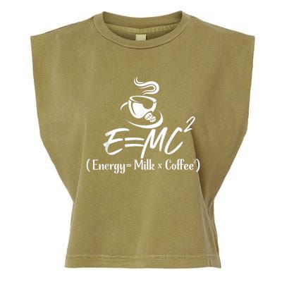 Coffee 365 E=MC Energy = Milk X Coffee Science Funny Garment-Dyed Women's Muscle Tee