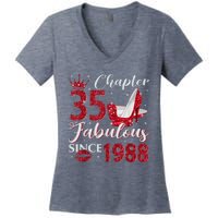 Chapter 35 Fabulous Since 1988 35Th Birthday Present Gift For Wo Women's V-Neck T-Shirt