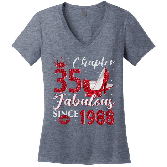 Chapter 35 Fabulous Since 1988 35Th Birthday Present Gift For Wo Women's V-Neck T-Shirt