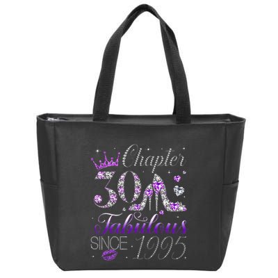 Chapter 30 Fabulous Since 1995 30th Birthday Women Zip Tote Bag