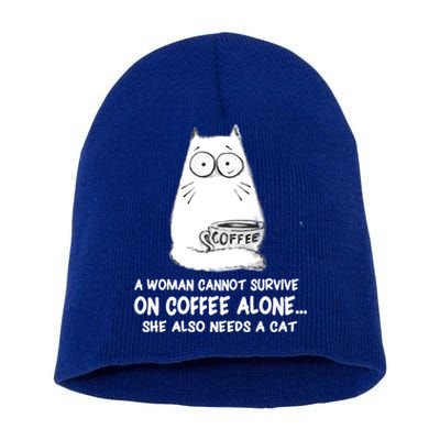 Cats 365 Funny Coffe And Cat Gift Short Acrylic Beanie