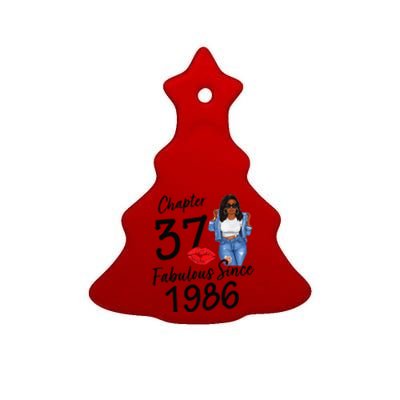 Chapter 37 Fabulous Since 1986 Black Birthday Queen Ceramic Tree Ornament