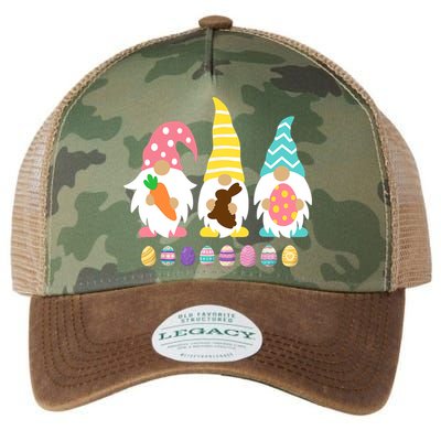 Cute 3 Gnomes Easter Squad Bunny Gnome Pastel Spring Easter Legacy Tie Dye Trucker Hat