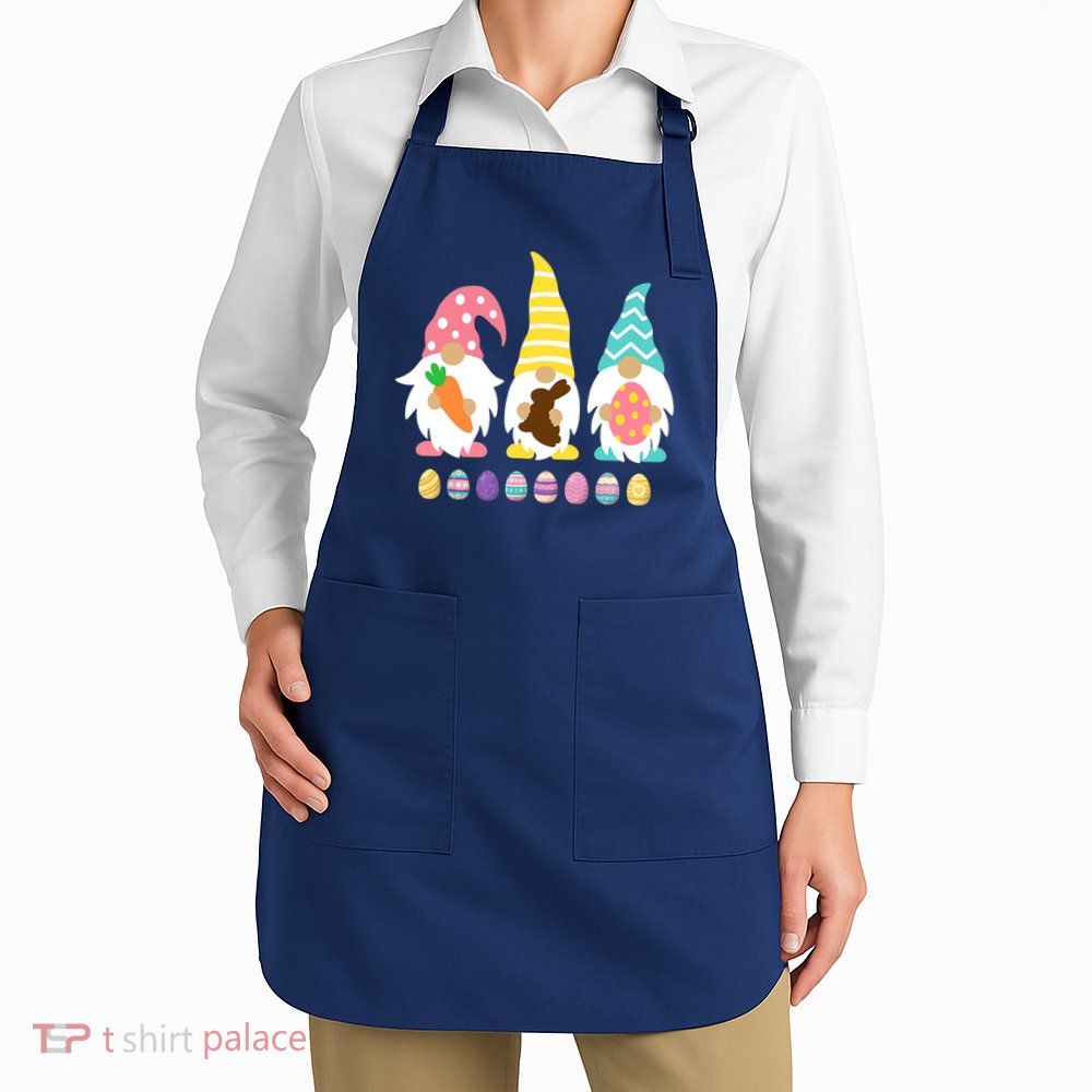 Cute 3 Gnomes Easter Squad Bunny Gnome Pastel Spring Easter Apron