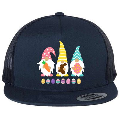Cute 3 Gnomes Easter Squad Bunny Gnome Pastel Spring Easter Flatbill Hat