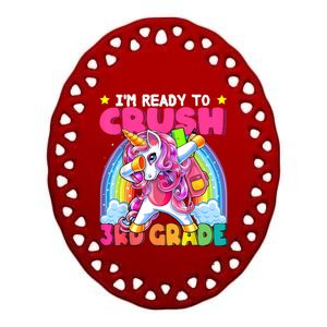 Crush 3rd Grade Dabbing Unicorn Back To School Girl Gift Ceramic Oval Ornament