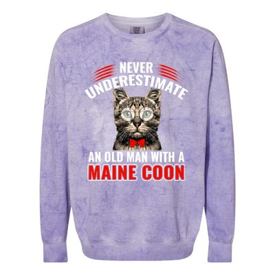 Cats 365 Never Underestimate An Old With A Maine Coon Gift Colorblast Crewneck Sweatshirt