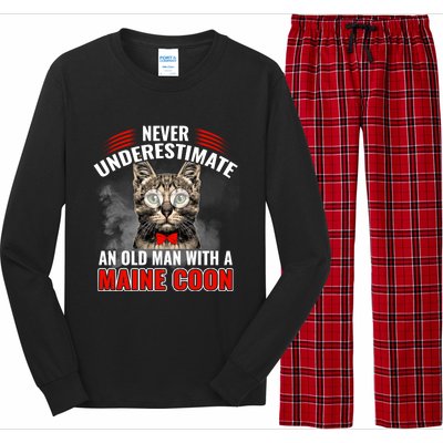 Cats 365 Never Underestimate An Old With A Maine Coon Gift Long Sleeve Pajama Set