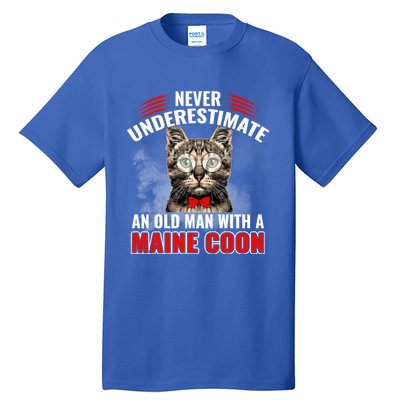 Cats 365 Never Underestimate An Old With A Maine Coon Gift Tall T-Shirt