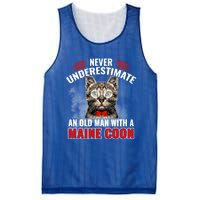 Cats 365 Never Underestimate An Old With A Maine Coon Gift Mesh Reversible Basketball Jersey Tank