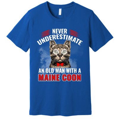 Cats 365 Never Underestimate An Old With A Maine Coon Gift Premium T-Shirt